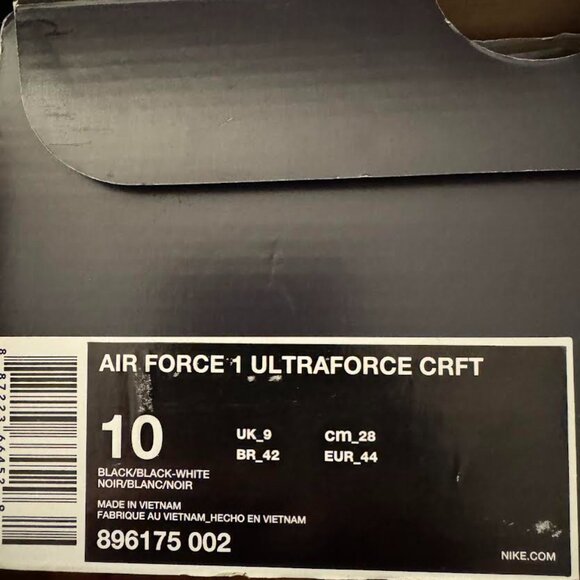 NIKE AIR FORCE 1 ULTRAFORCE CRFT BLACK, SIZE 10 - Picture 7 of 7